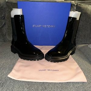 Stuart Weitzman Coated Leather Trim Chelsea Boots